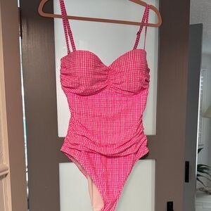 Lilly Pulitzer Pink Gingham Ruched One-Piece Swimsuit
